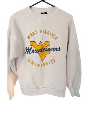 Vintage West Virginia Mountaineers Cream University Crewneck Sweatshirt